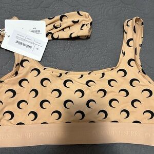 Marine Serre Tan and Black Crescent Moon Bra. Worn once